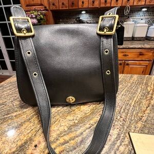 Classic Vintage Coach Stewardess Saddle Bag Black